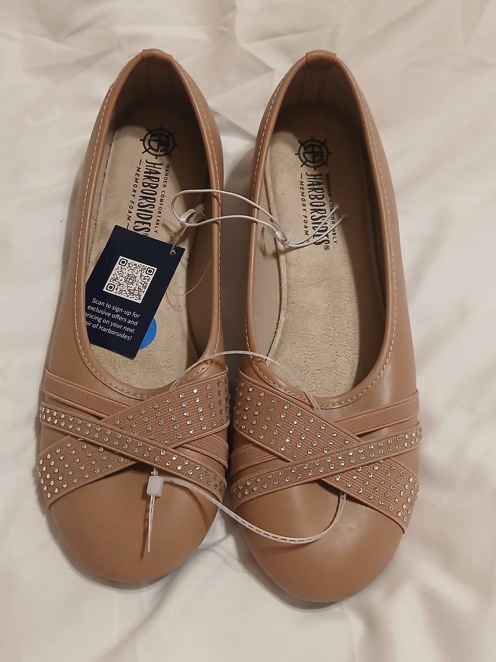 Blush Pink Faux Leather Ballet Flats with Rhinestone Detail
